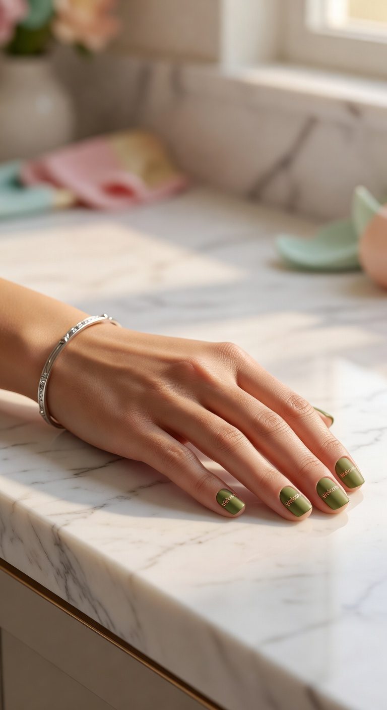 earthy green with copper accents