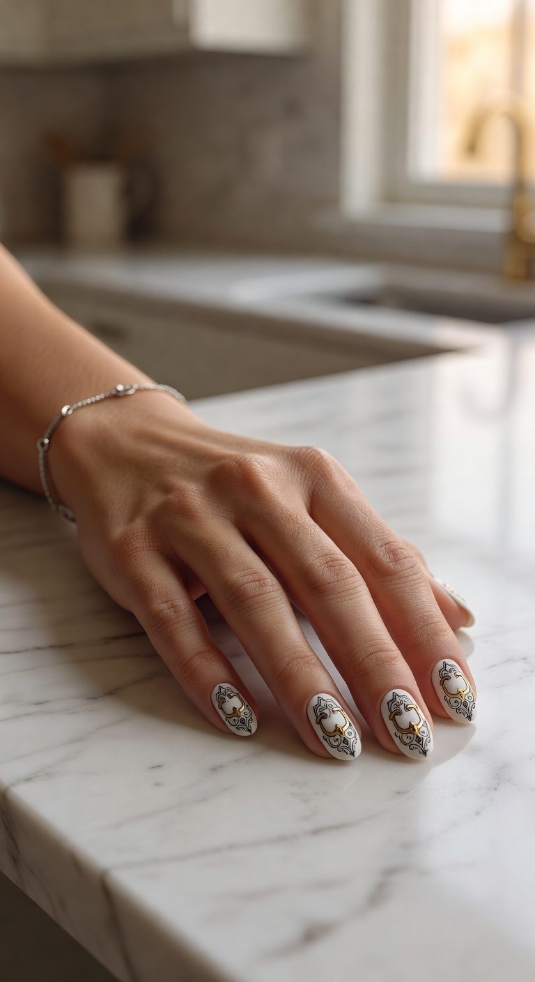 elegant door knocker nail art