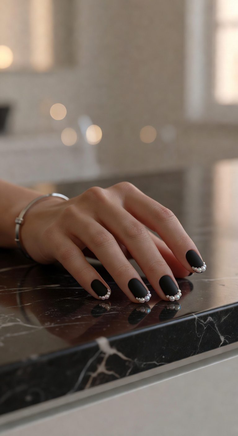 elegant midnight pearl contrast