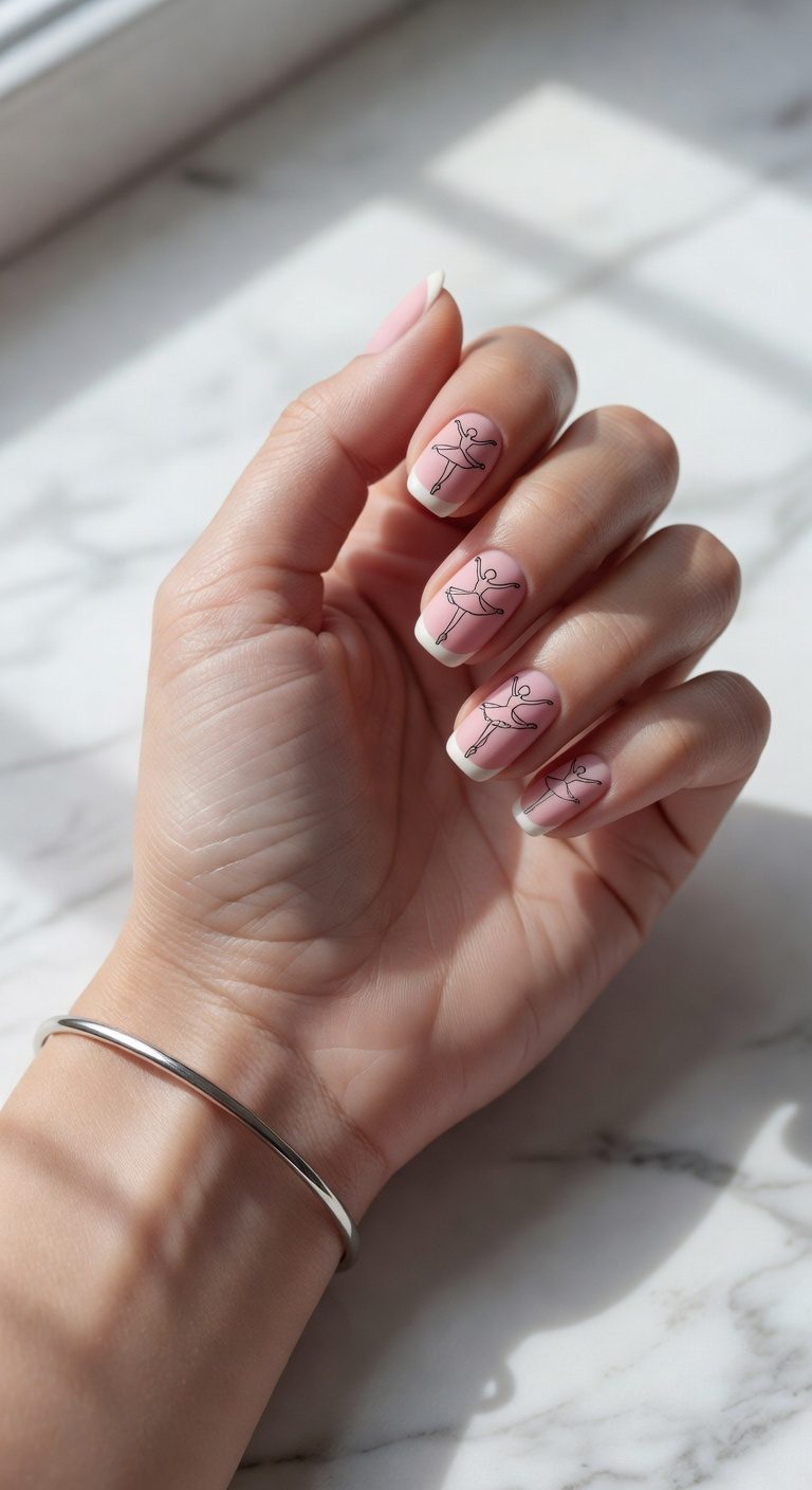elegant minimalist ballerina manicure