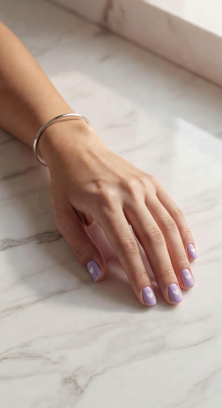 lavender heart nail art
