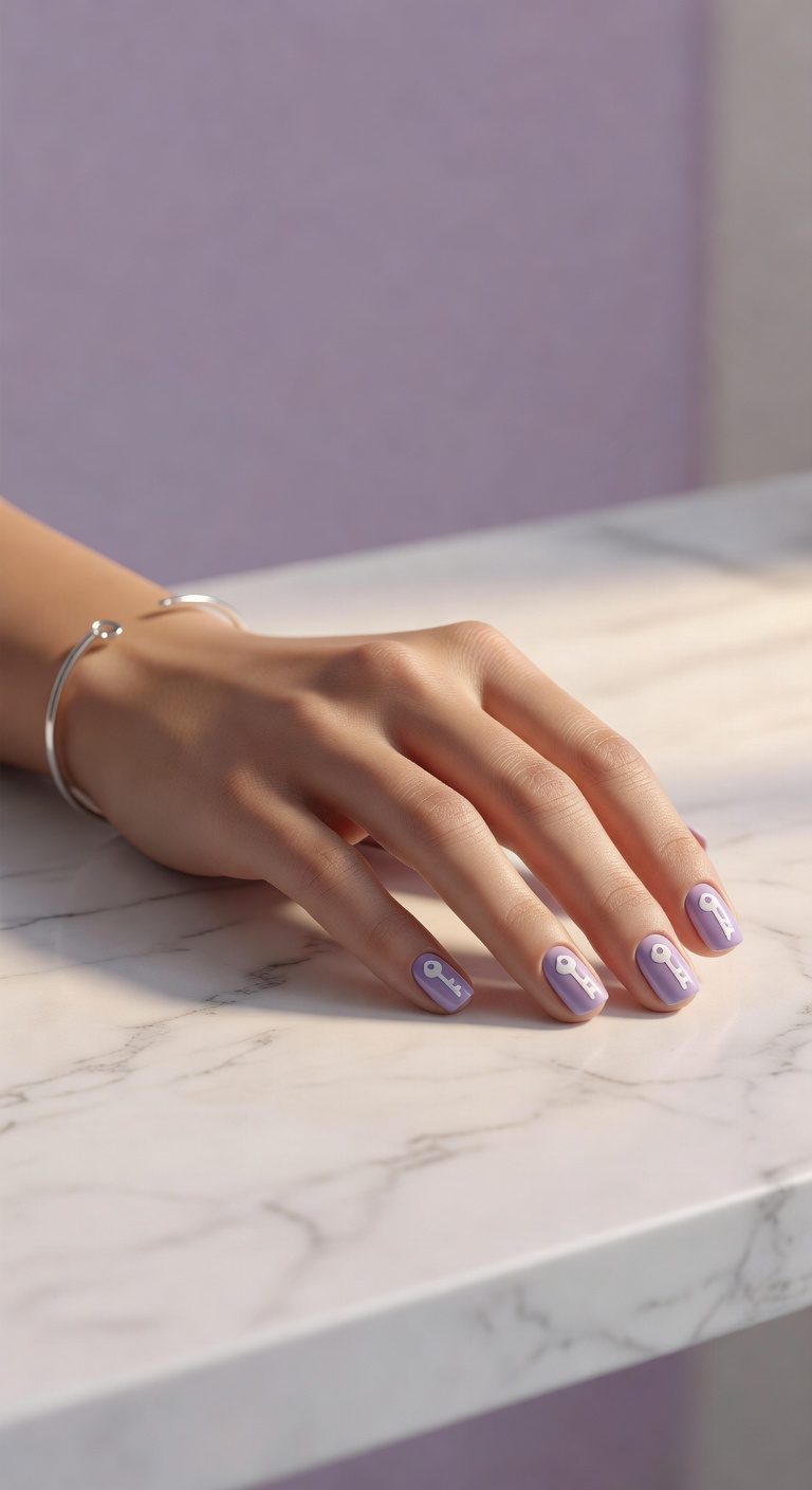 lavender nails with white keys