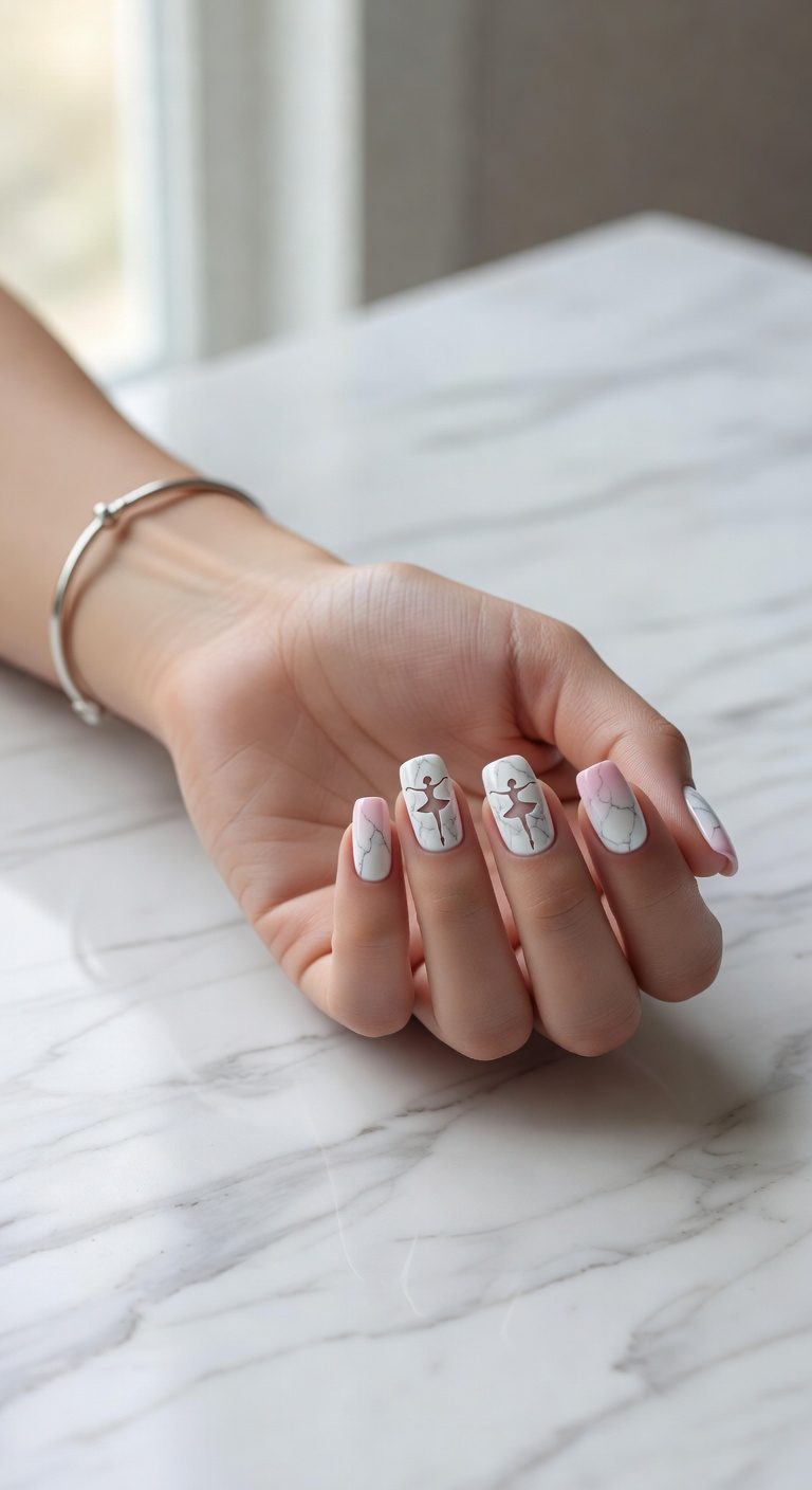 marble nails with negative space