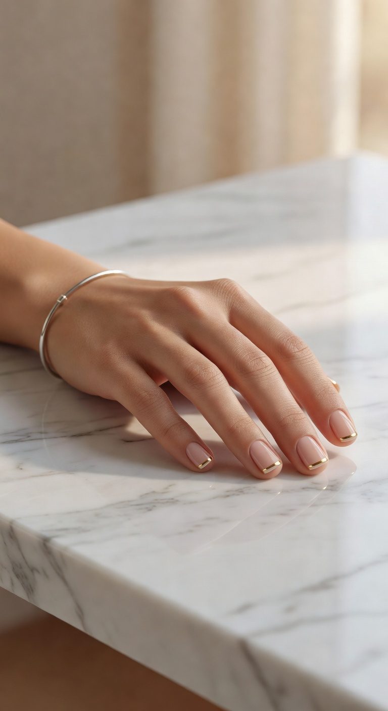 minimalist metallic nail accent