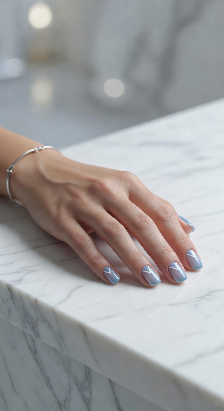 misty blue geometric nails