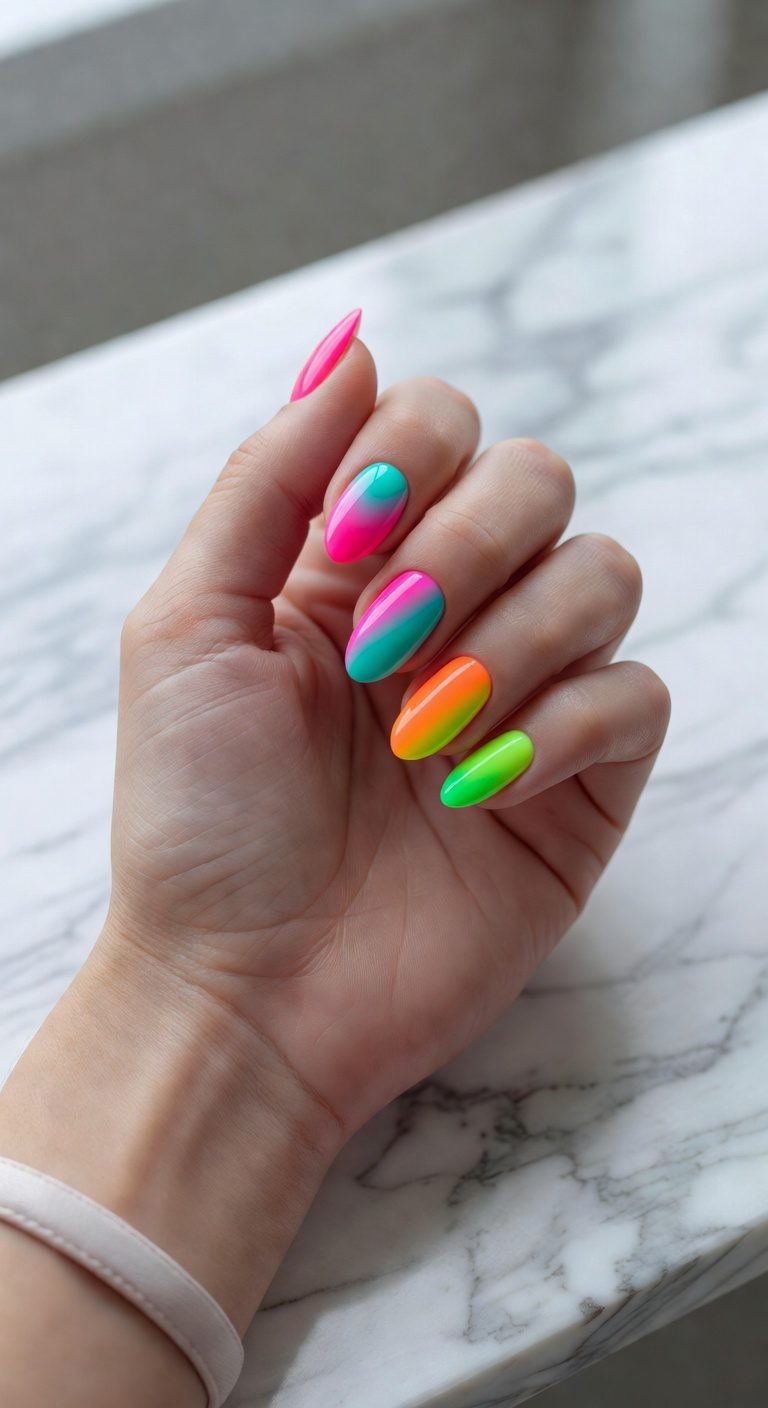 neon gradient splash technique
