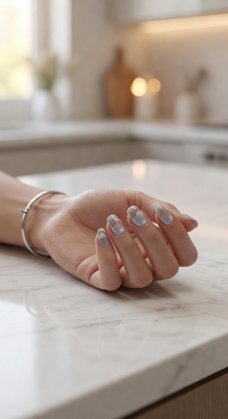 serene cloud gradient nails