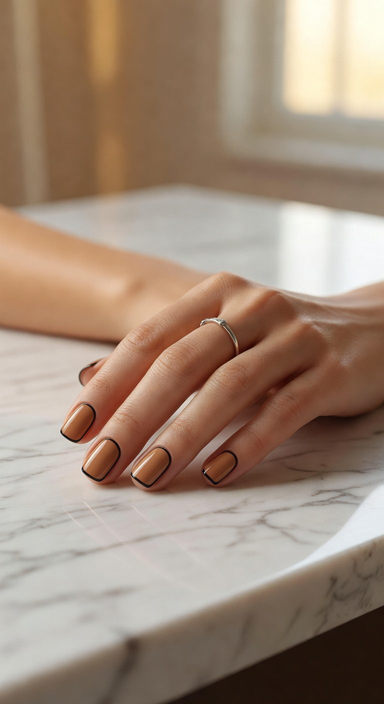 warm caramel with black border