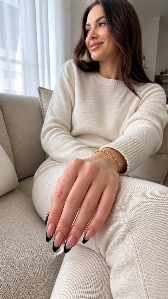 bold black tips manicure