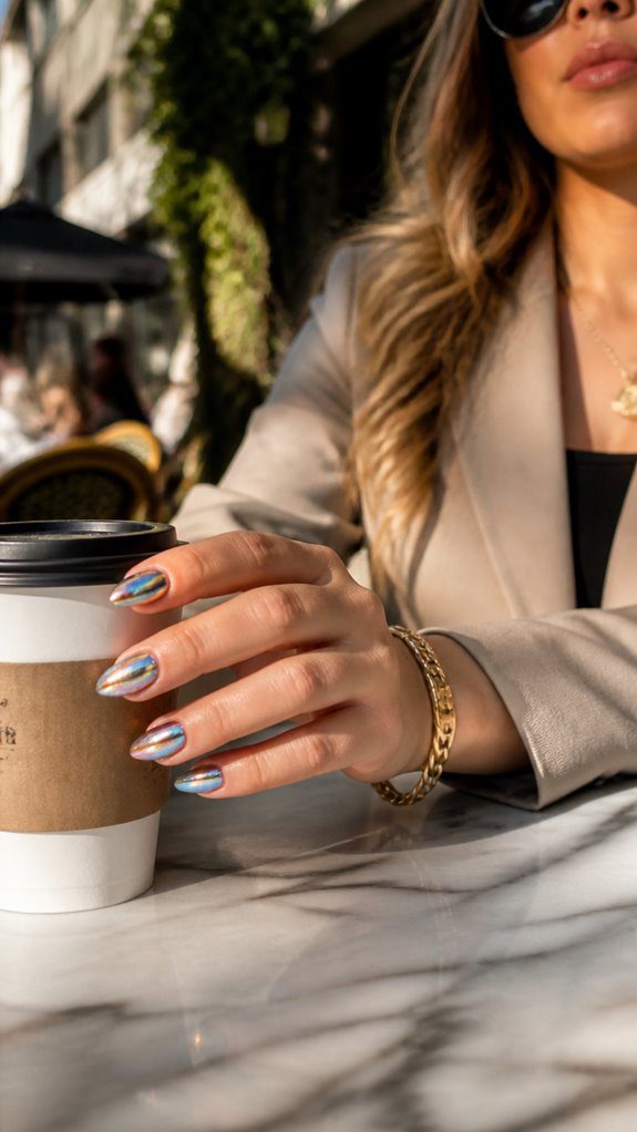 bold colorful mirror nails