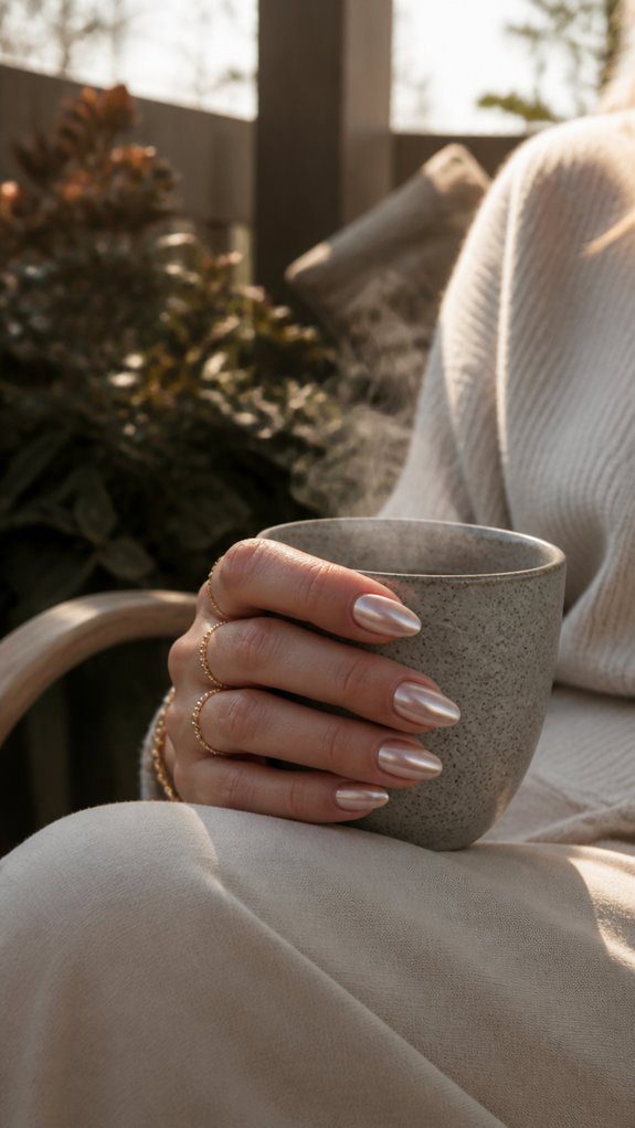 elegant nude pearl nails