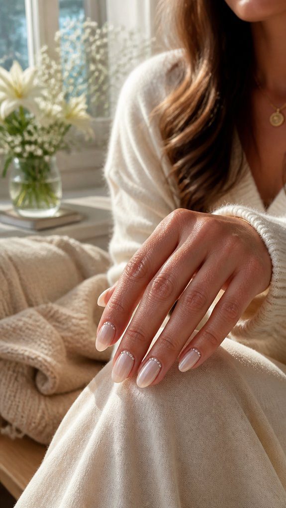 elegant simple pearl nails