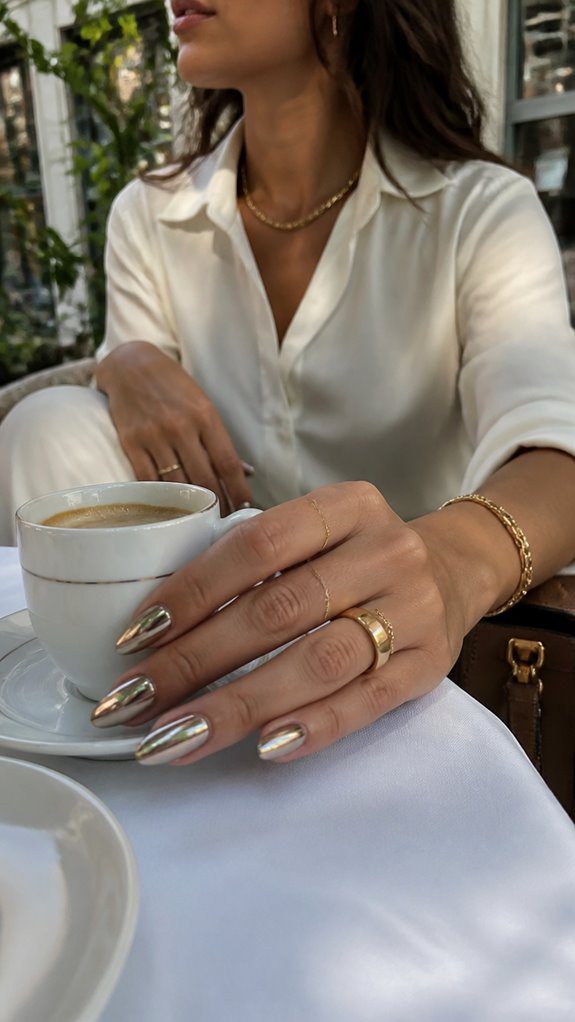 futuristic metallic nail accents
