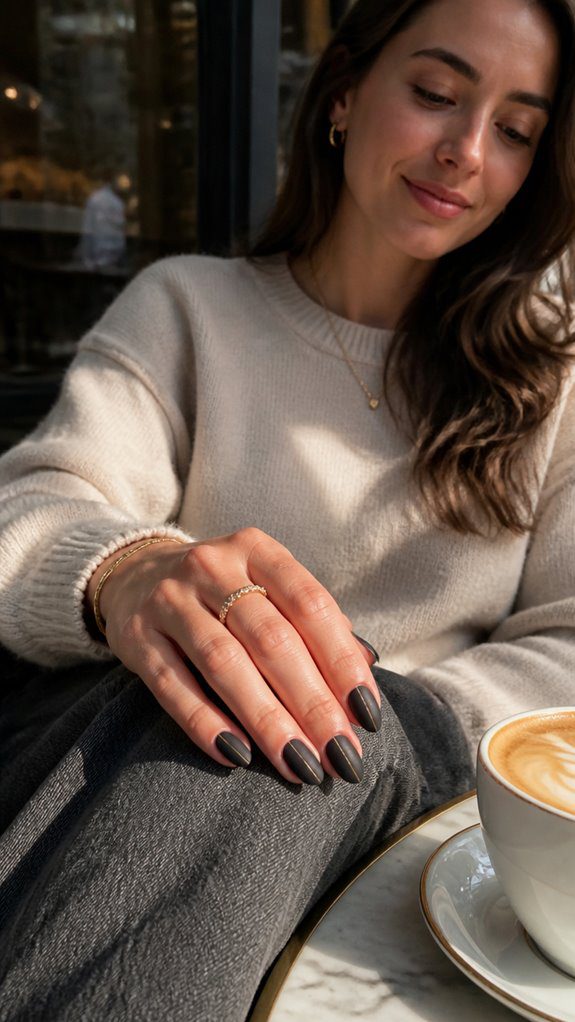 matte nails with metallic accents
