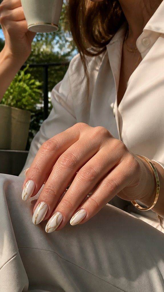metallic accents elevate pearl nails
