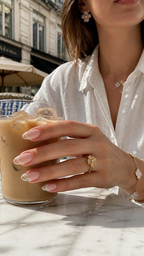 nature inspired artistic french tips