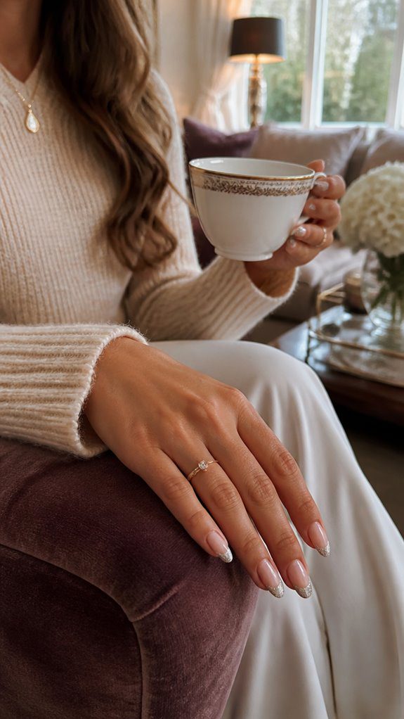 sparkly elegant french manicure